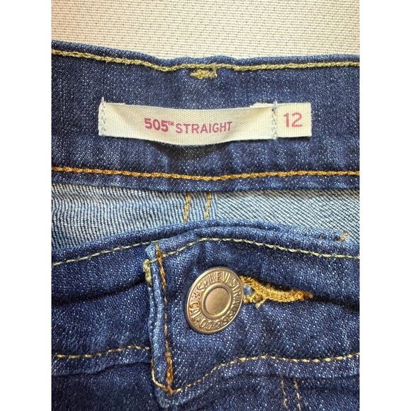 Levis 505 Straight Jeans Womens  Size 12 Blue Denim Medium Wash Classic Fit Y2K - Picture 3 of 13